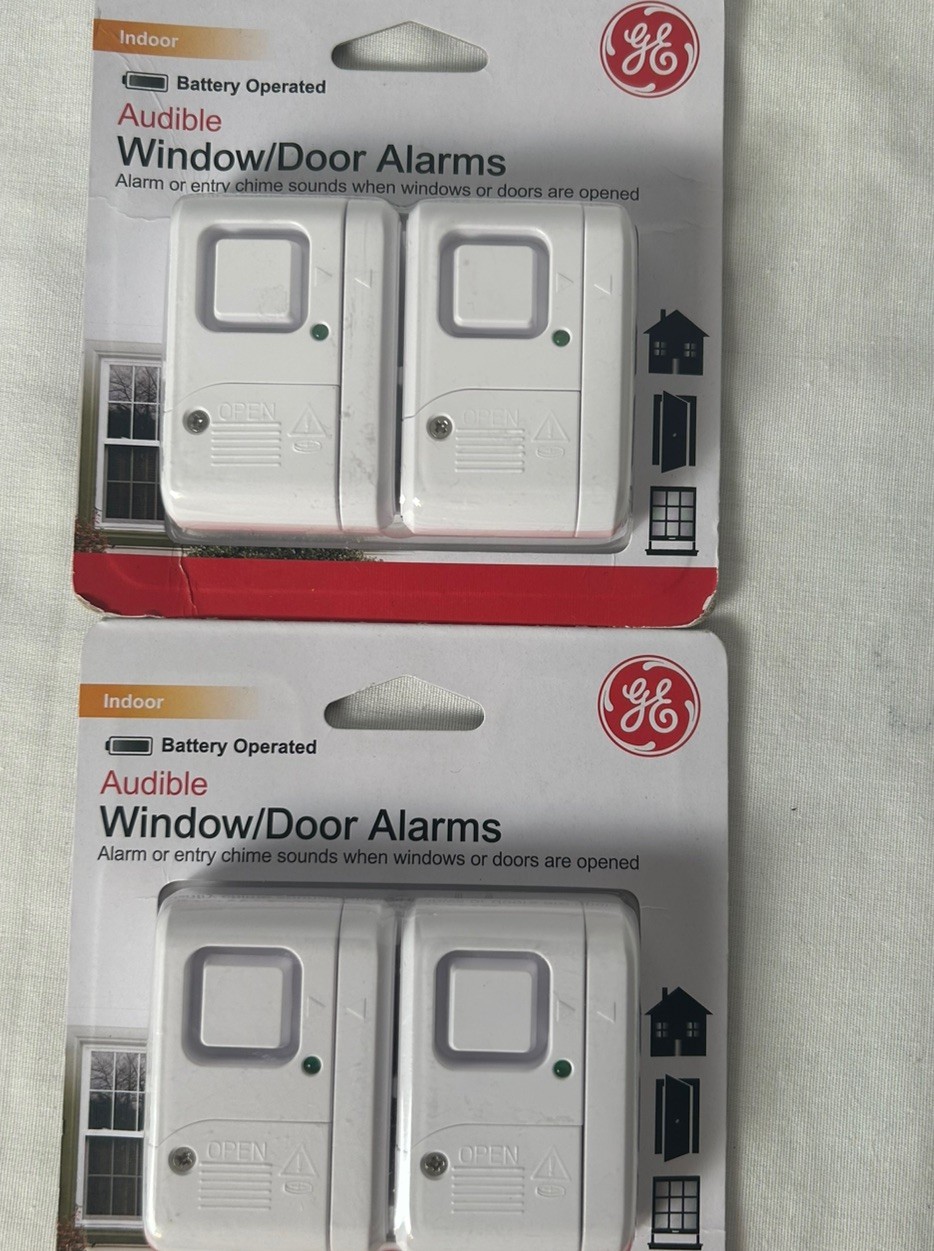 Total Of 4 GE - Indoor Window/Door Alarms. New. 2 Packs Of 2. Model 45115