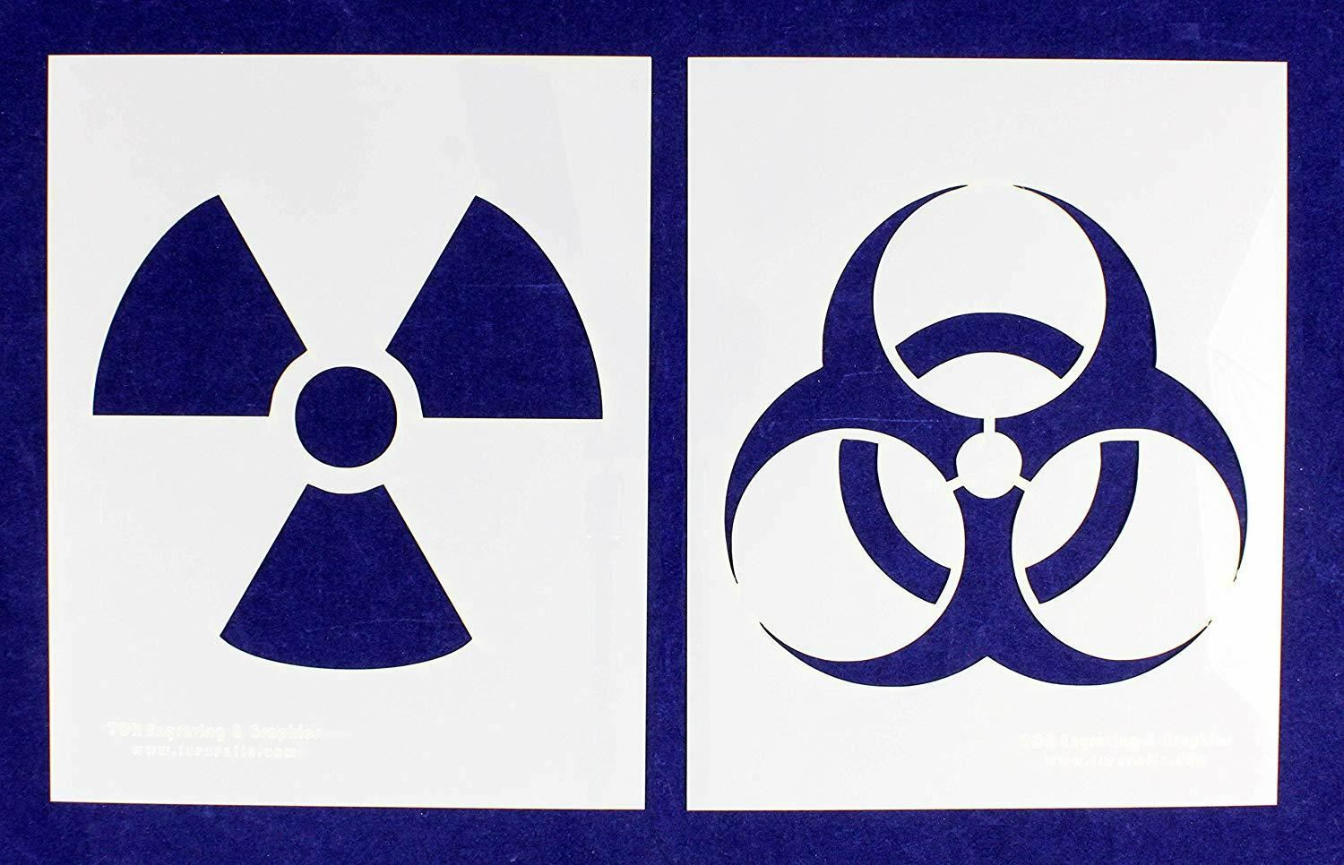Radiation/Bio Hazard -2 Piece Stencil Set 14 Mil 8" X 10" Painting /Crafts/ Temp