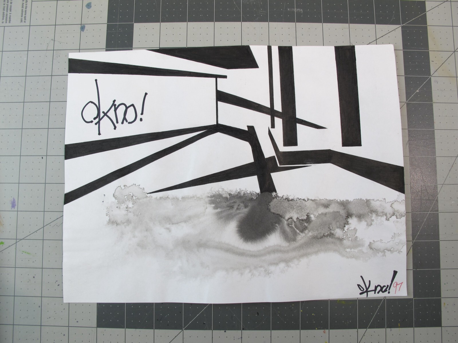 vtg 1990s hip hop graffiti Original art OKNO Ink on paper walls KNO1