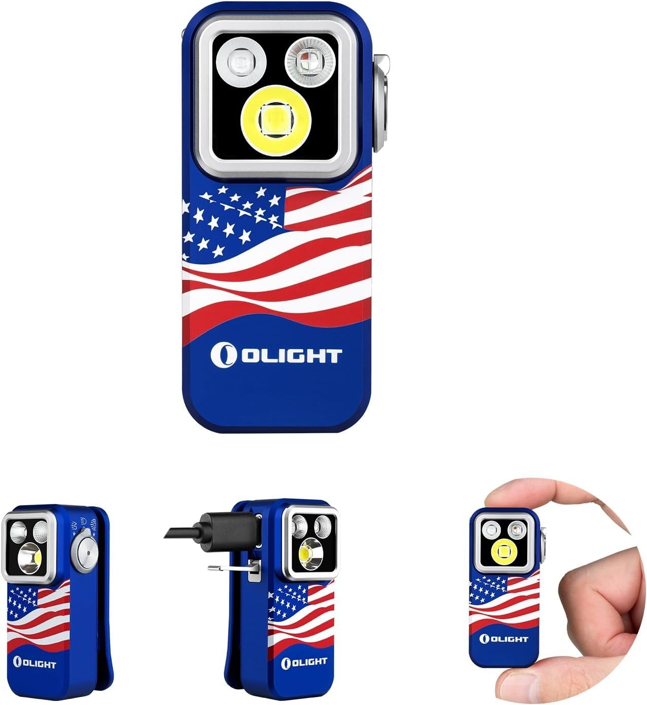 Oclip Pro S Pocket EDC Clip-on 600 Lumens Flashlight , Stars & Stripes Edition