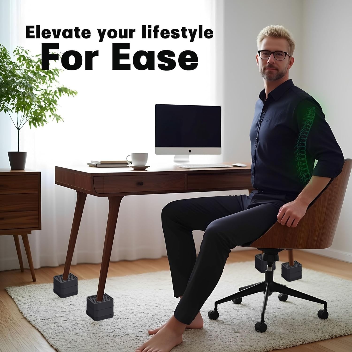 Furniture Risers Bed Risers Adjustable Elevation Heavy Duty Strong Supports 4...