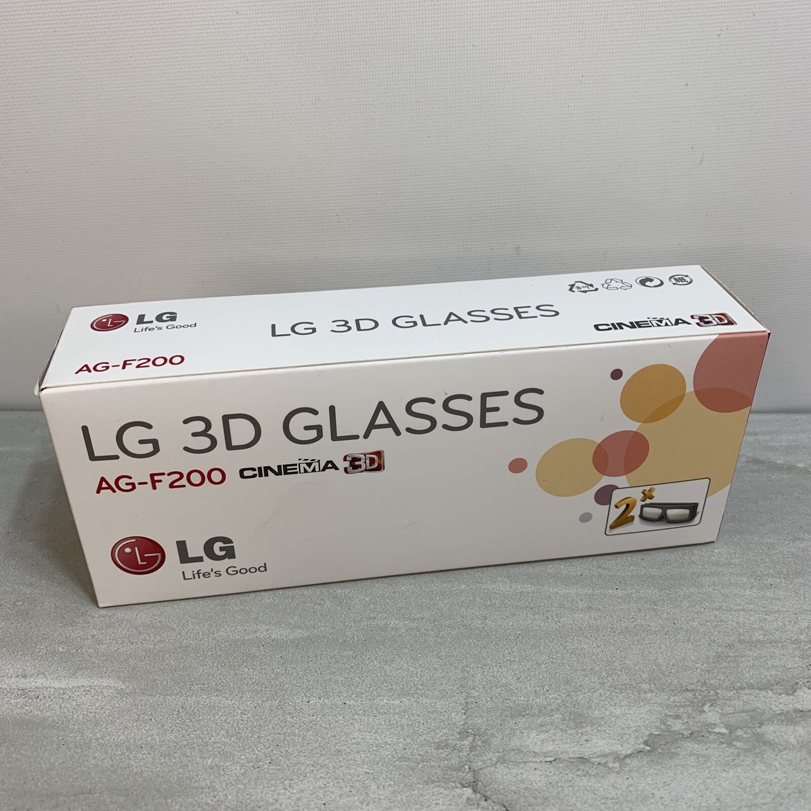 BRAND NEW LG  3D GLASSES - 2 PAIRS  NEW IN BOX COLOR : BLACK AG- F200 CINEMA 3D