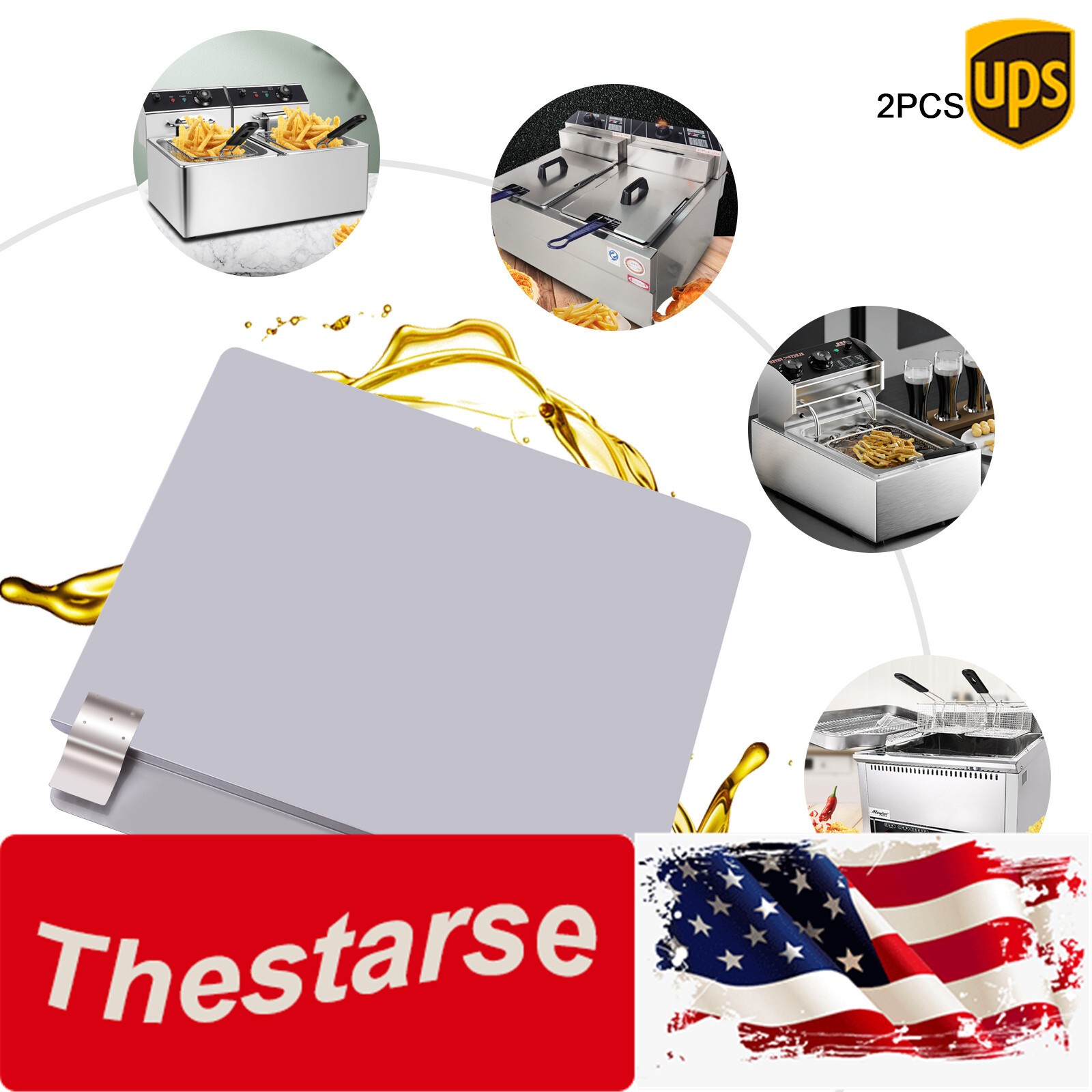 Wall Oil Splash Guard Stainless Steel Oil Baffle Deep Fryer Guard 2-Piece Plates
