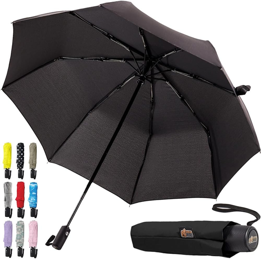 Strong Windproof Stick Compact Umbrella for Rain, One-Click Automatic Open and C