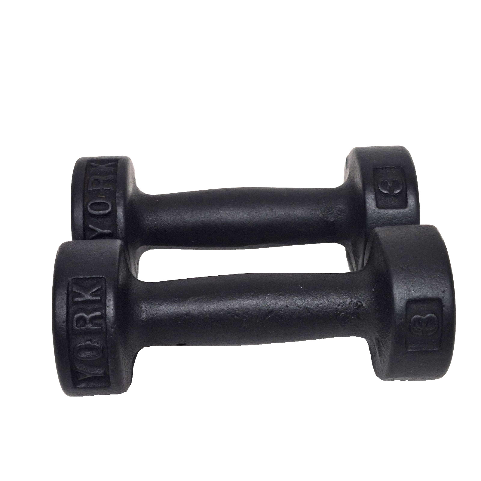 Vintage York Barbell Roundhead 3 lb. Dumbbells Cast Iron USA