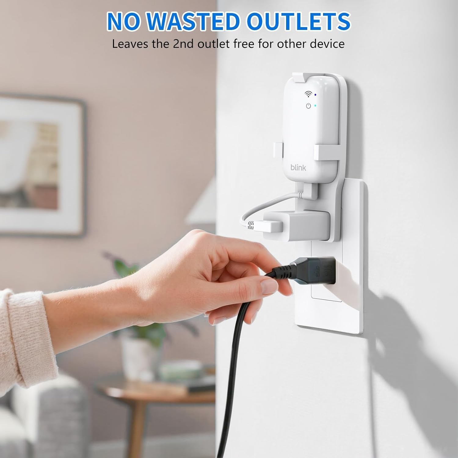 No-Drill Wall Outlet Mount for Blink Sync Module Core - Clean Cable Management