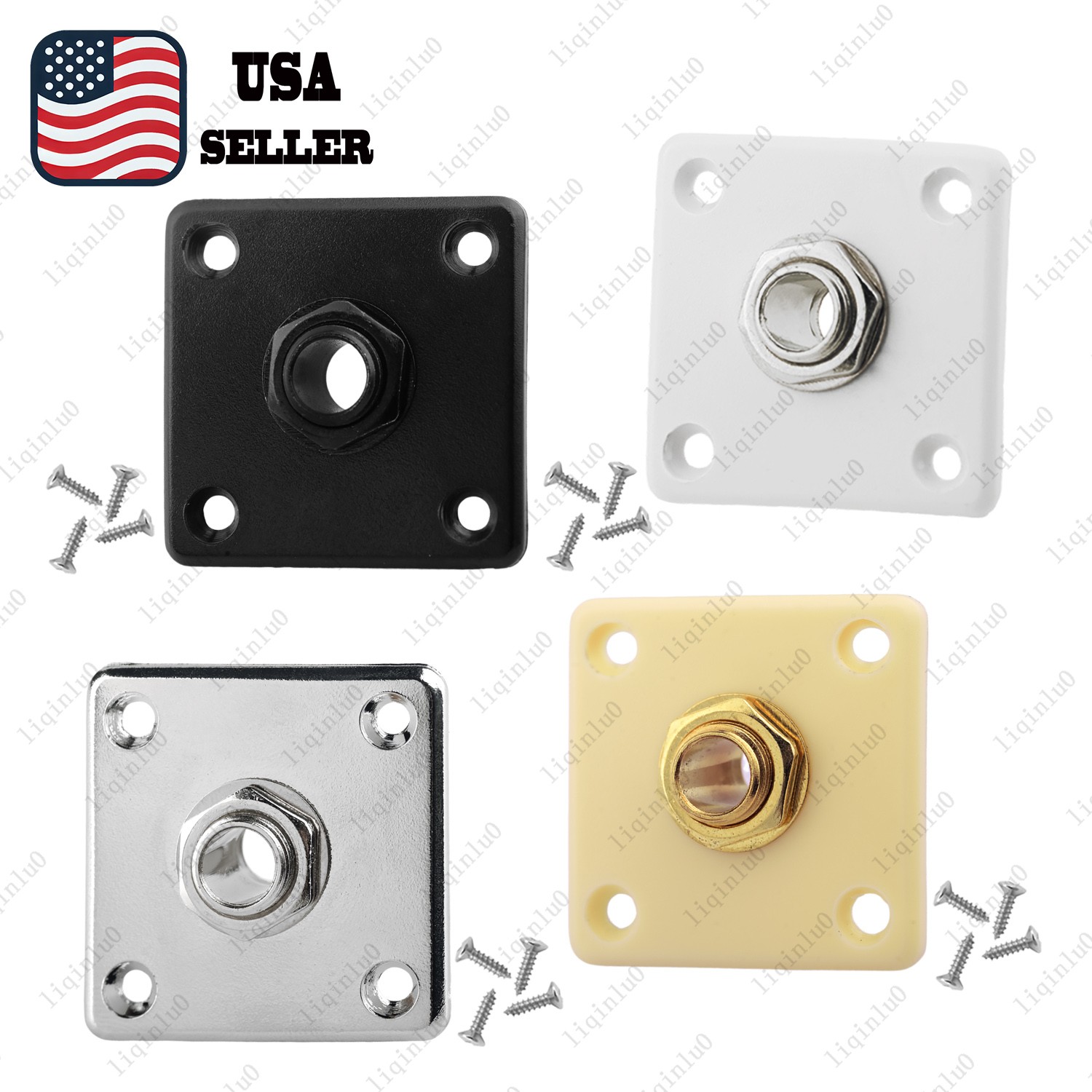Electric Guitar Output Square Jack Plastic Plate Socket with Screws For Les Paul