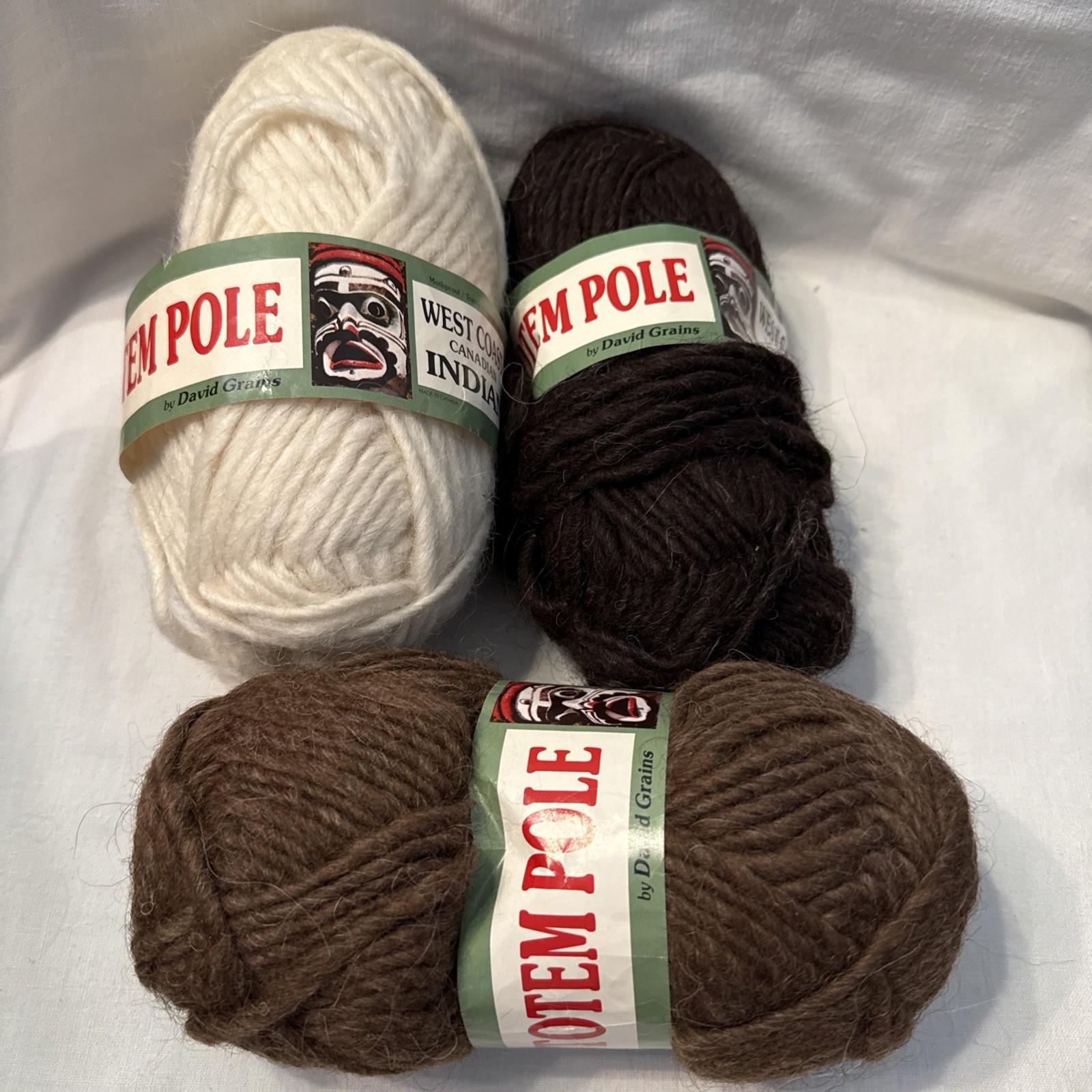 West Coast Canadian Indian David Grains Totem Pole Wool Yarn 3 Skeins 15 oz tot