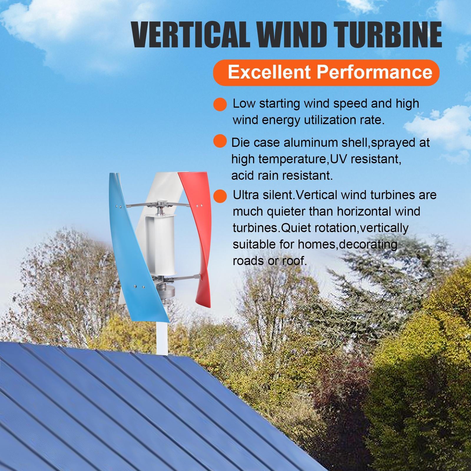3000W Wind Turbine Generator 24V Windmill Kit W/ Controller
