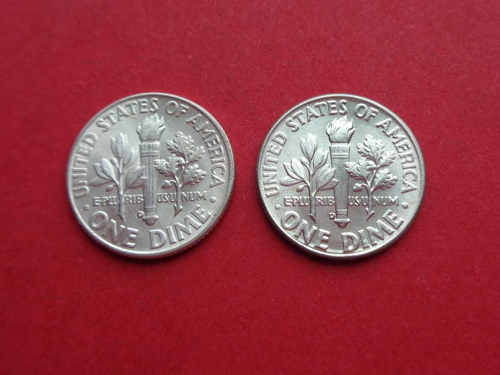 1961-D & 1962-D  BRILLIANT UNCIRCULATED LOT OF TWO 90% SILVER ROOSEVELT DIMES