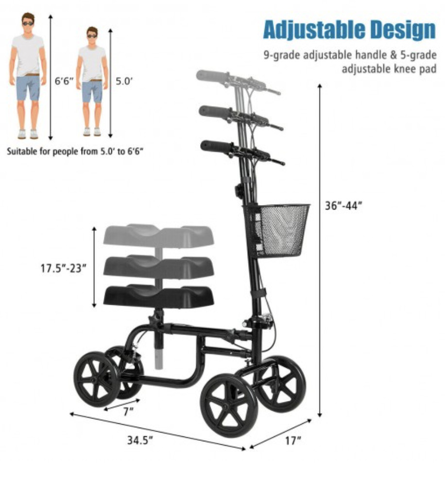 Foldable Knee Walker w/ Basket