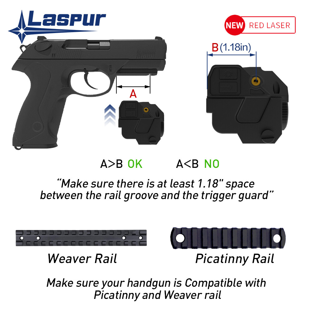 Laspur Compact RED Laser Sight Flashlight Light Combo, Magnetic Touch Recharge