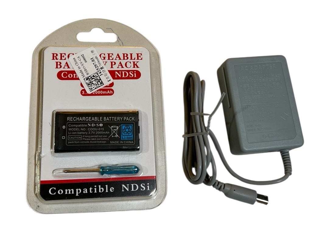AC Home Wall Charger & 2000mAh Battery & Screwdriver Tool For Nintendo DSi NDSi