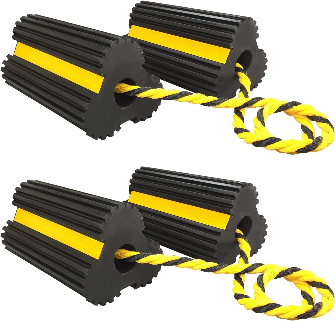 2 Pair Rubber Heavy Duty Dual Wheel Chocks Front and Back, RV Leveling 2 PAIR