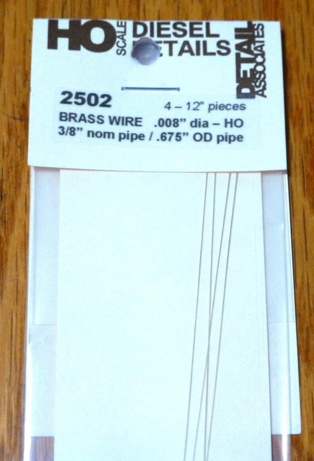 Detail Associates #2502 Round Brass Wire pkg(4) -- .008" Diameter (HO Scale 3/8"