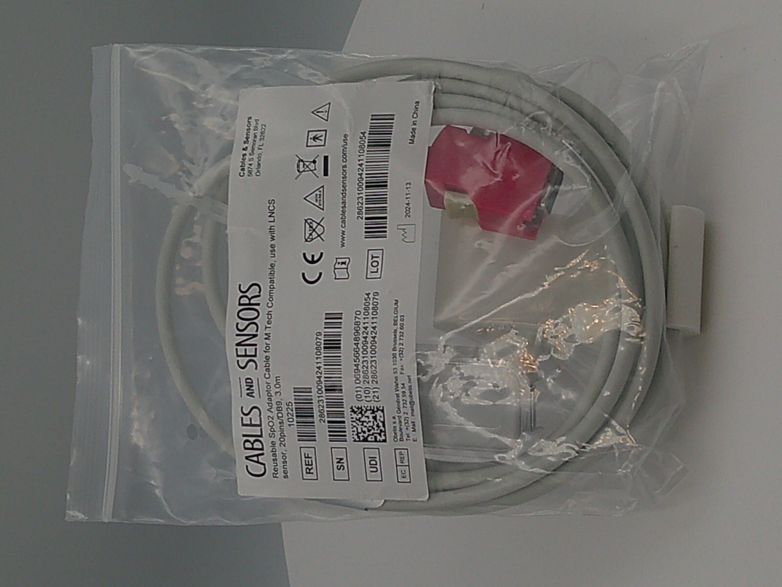 Masimo Rainbow Red LNC SpO2 Adapter Cable Compatible