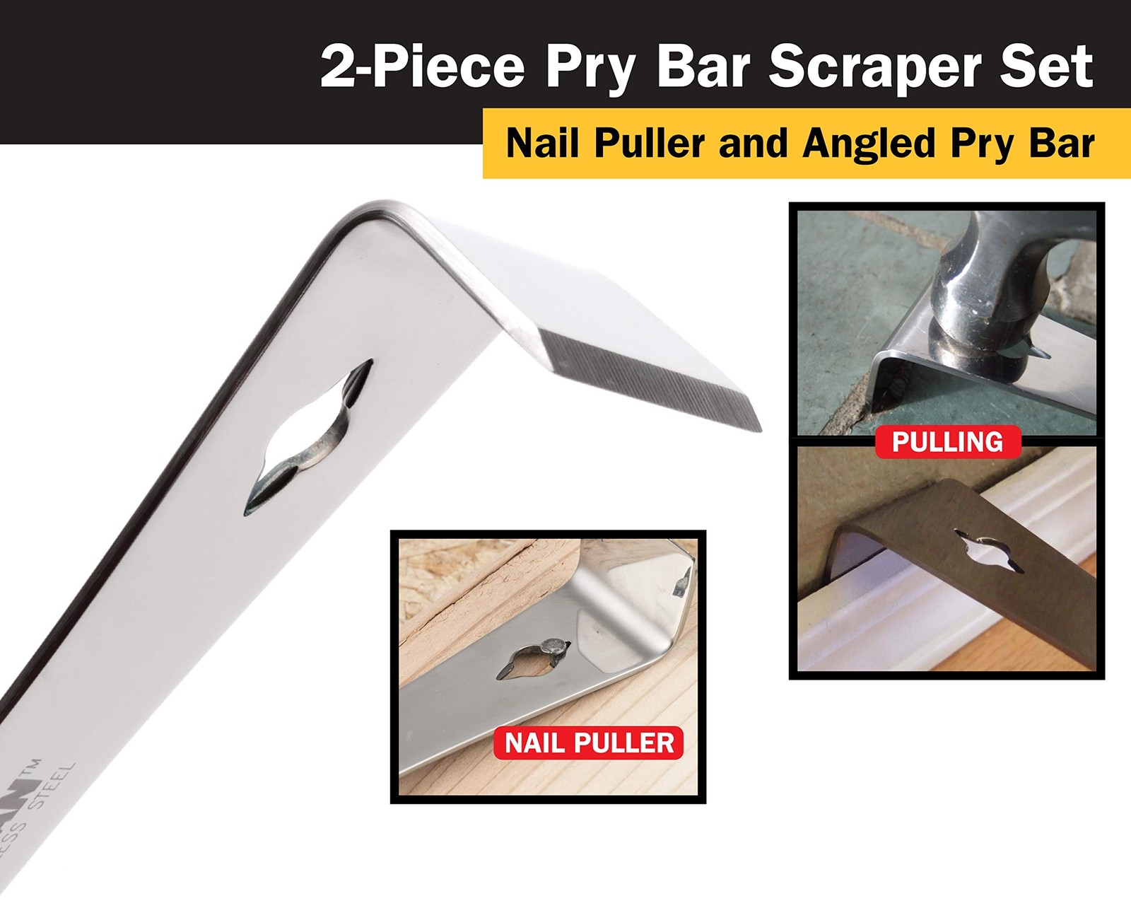 17005 2-Piece Stainless Steel Pry Bar Scraper Set