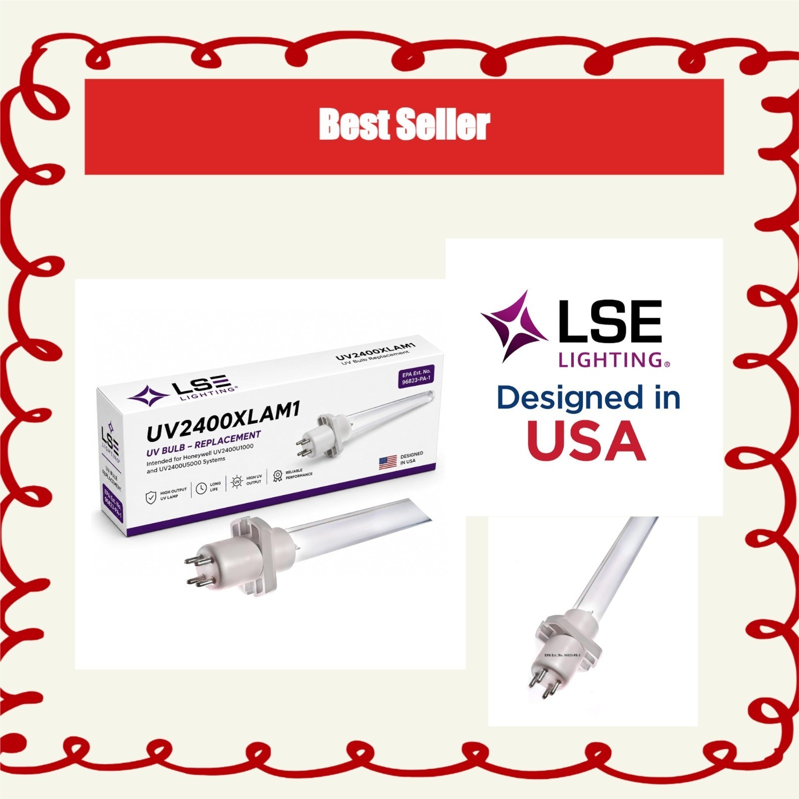LSE Lighting UV2400XLAM1 Replacement Bulb for Honeywell HVAC Systems