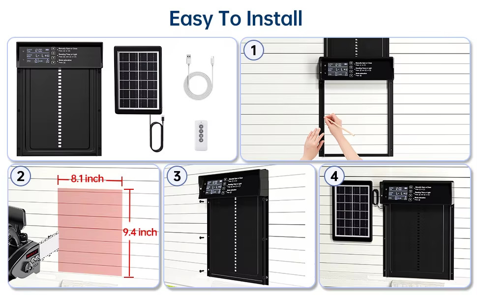 Solar Automatic Chicken Coop Door Opener with Light Sensor/Timer/Remote Control