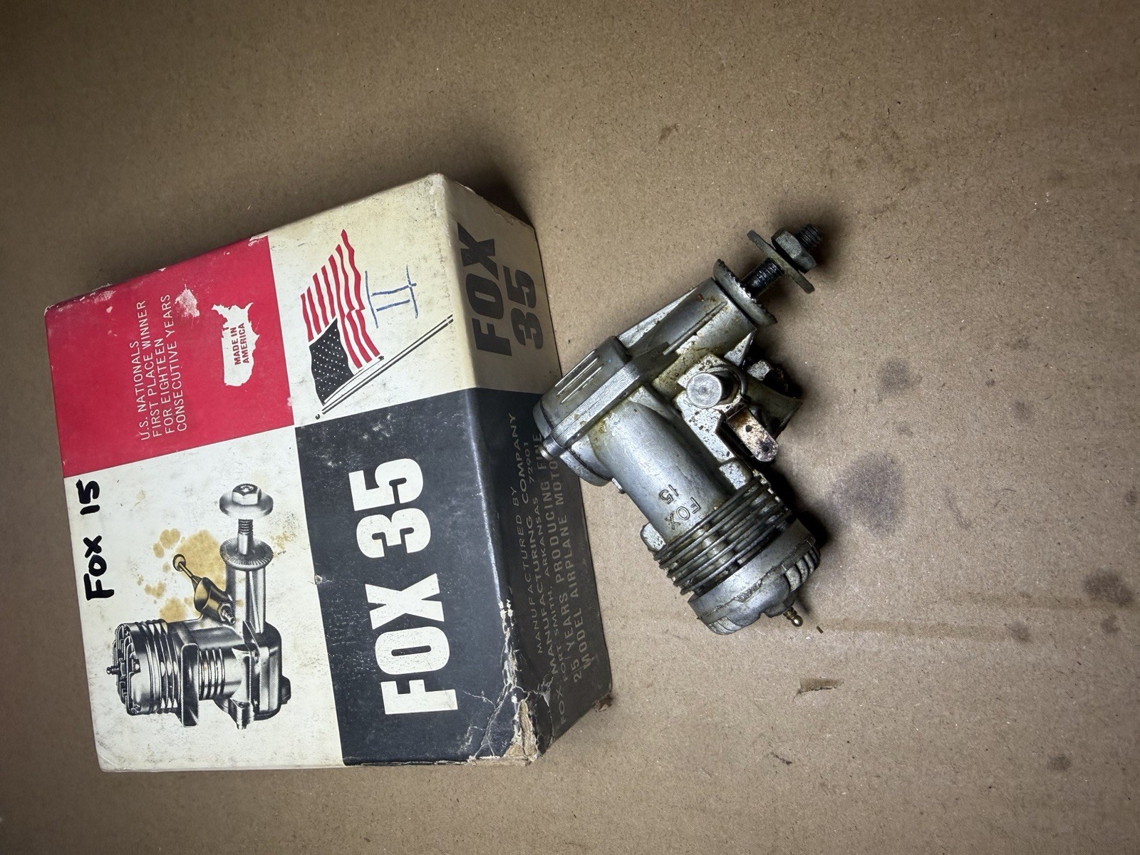 Fox 15 C/L Slant Plug Model Airplane Glow Engine Vintage