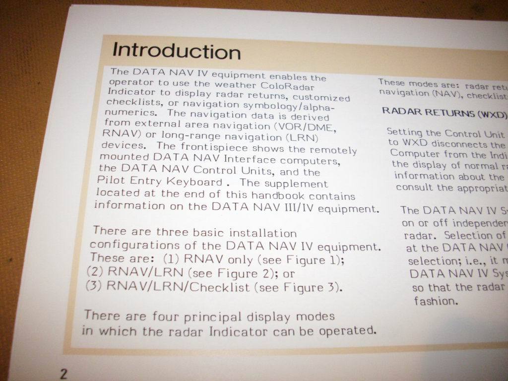 Sperry Data Nav IV System Pilot's Guide