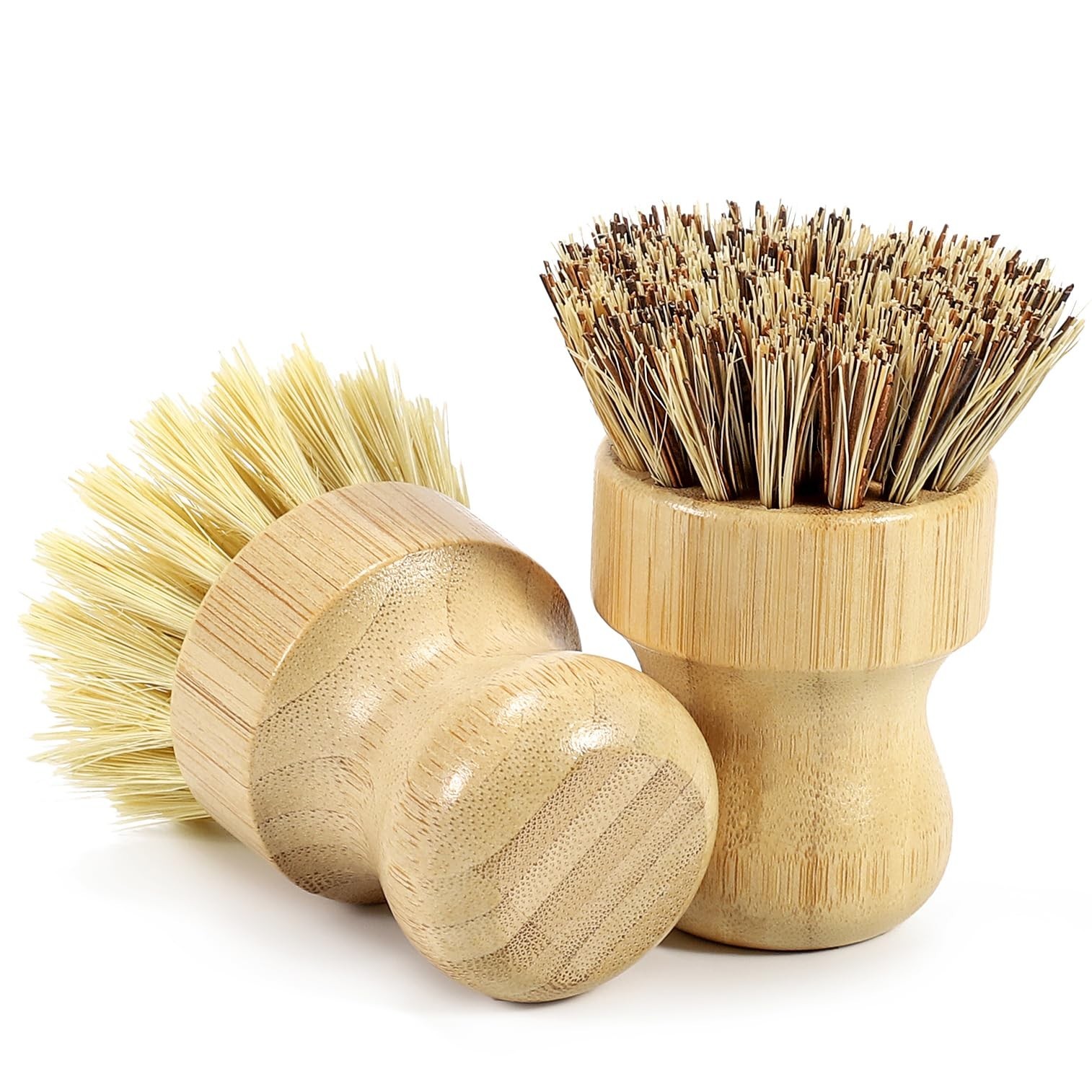 DEBETOOL 2-Pack Bamboo Dish Brush – Natural Dish Scrub Brush with Sisal &