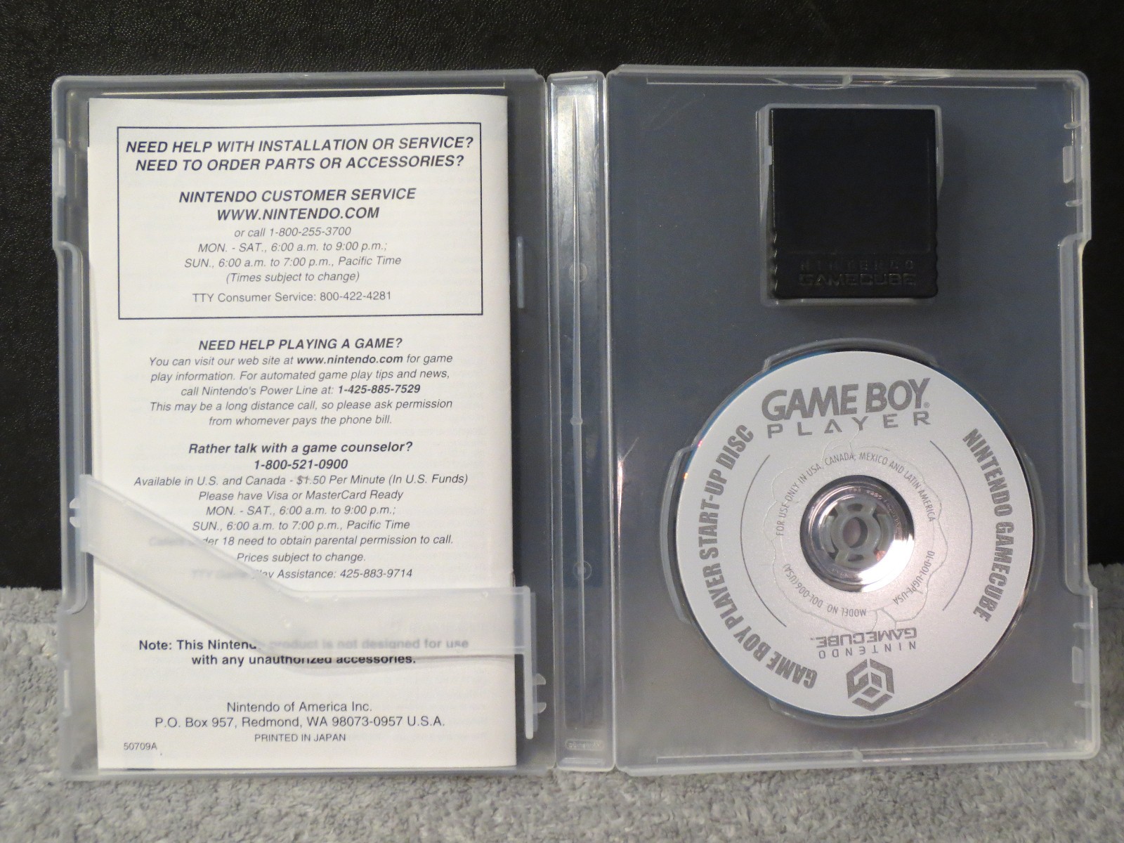 Nintendo GameCube Gameboy Player Start-Up Disc with Manual & Memory Card- Tested