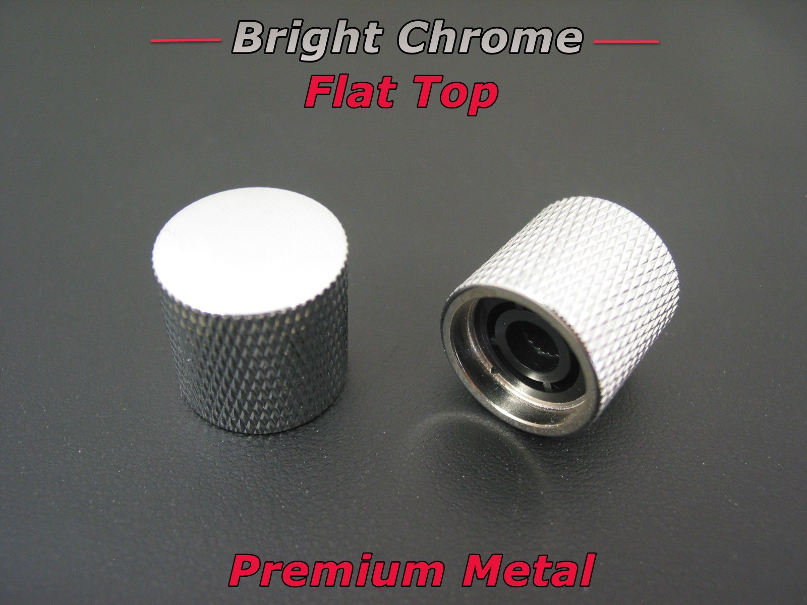 Metal Knobs for Telecaster Flat Top fits 6mm Course Spline Split Shaft, Chrome