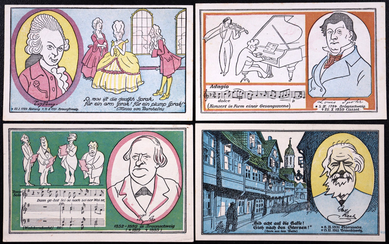 BRAUNSCHWEIG 1921 "Authors & Composers" Lessing Spohr Abt Raabe Complete Notgeld