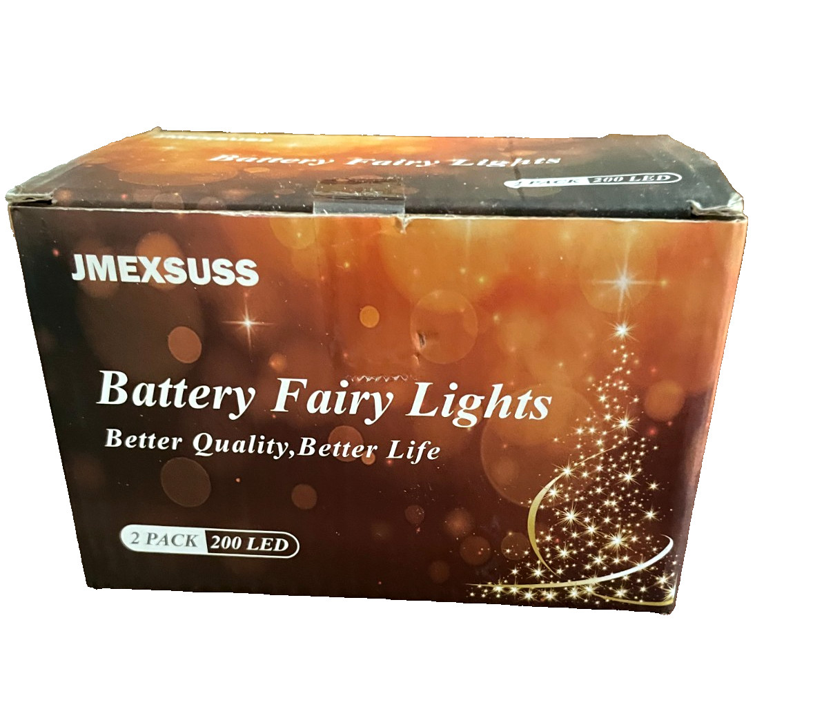 JMEXSUSS 2 Pack 200 White Led String Fairy Lights Battery Operated