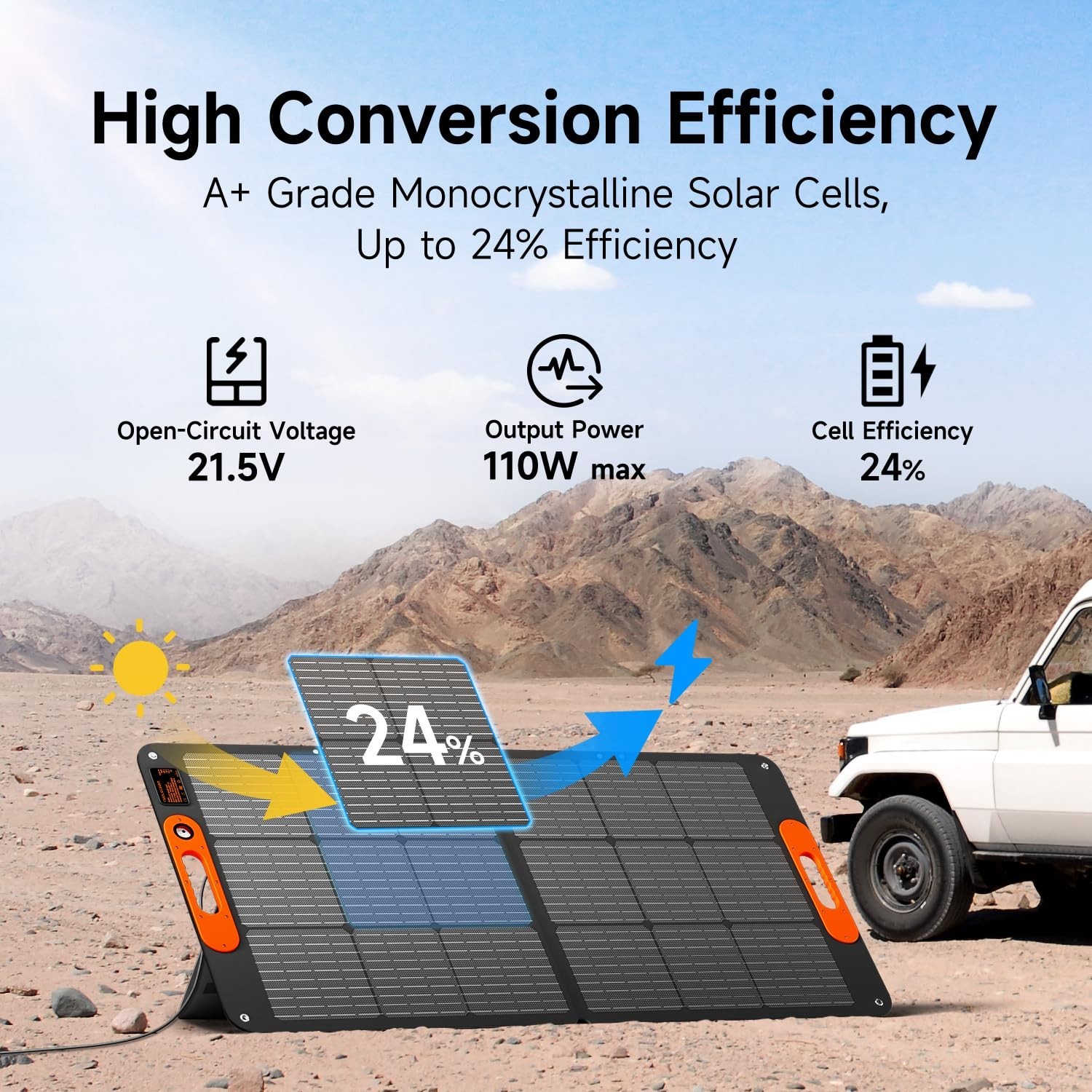 110W Portable Solar Panel for Jackery/EF/Bluetti/Anker/Goal Zero Power Statio...