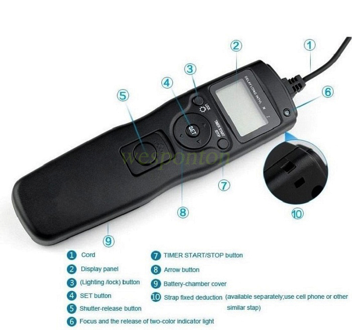 LCD Timer shutter Remote for Canon EOS 5D II 6D 7D 20D 30D 40D 50D D30 D60 DC275