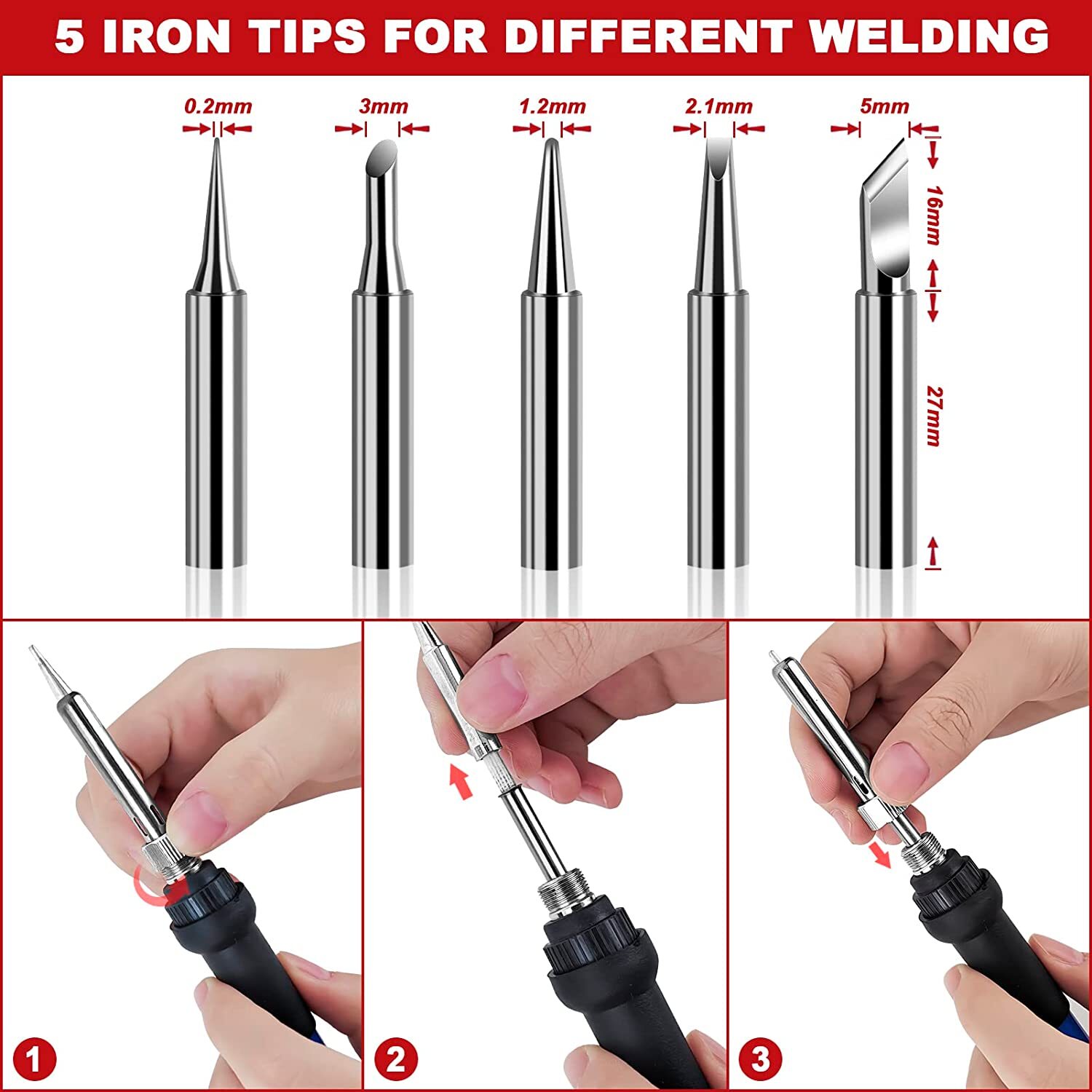 Soldering Iron Kit,60W Adjustable Temperature Welding Tool Solder Gun Wire Tips
