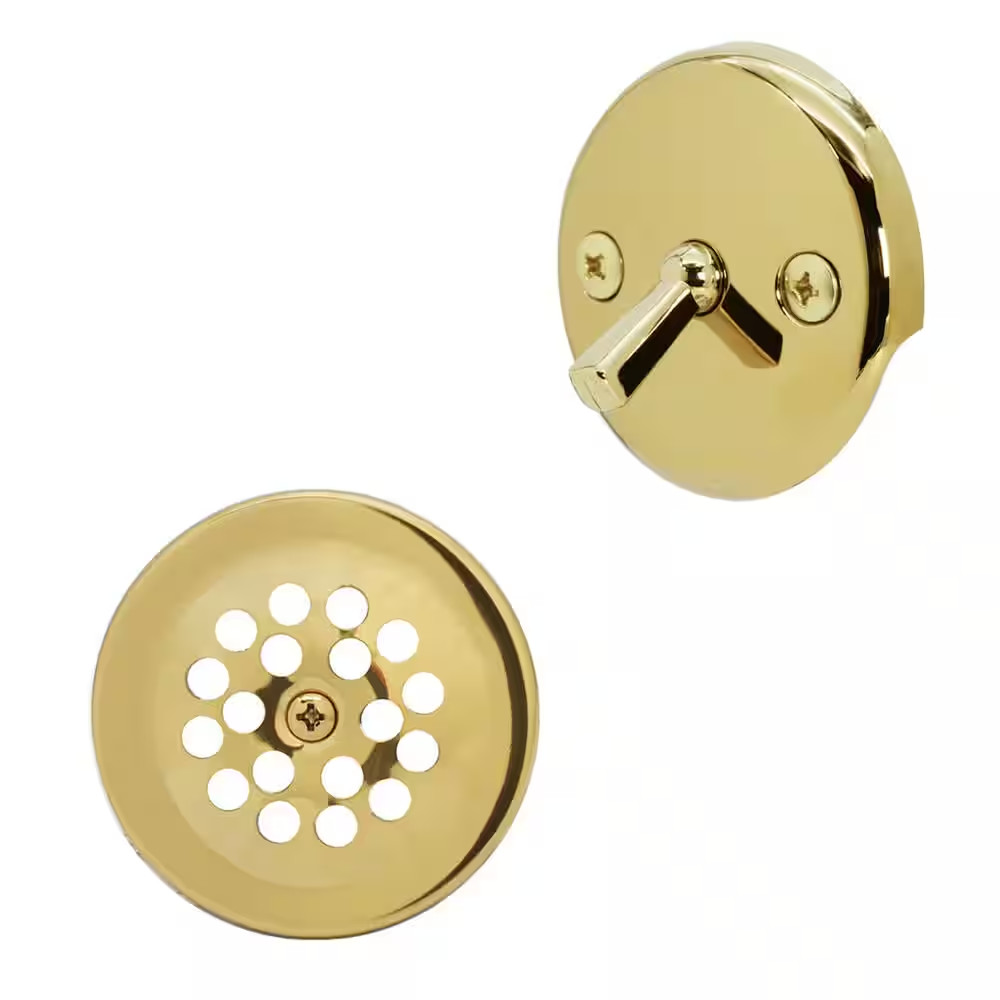 Trip Lever Overflow Faceplate with Beehive Drain Cover and Screws in Polished Br