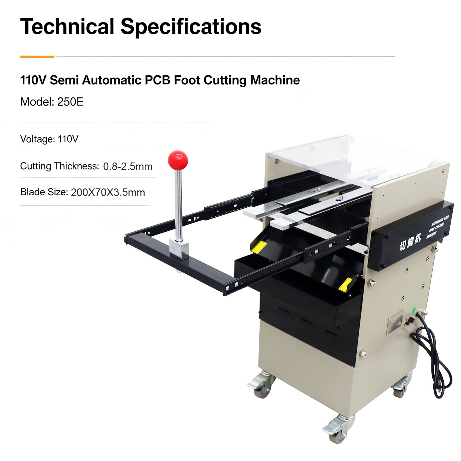 110V Semi-automatic PCB Foot Cutting Machine PCB Pin Trimmer 7.8in Blade Cutter