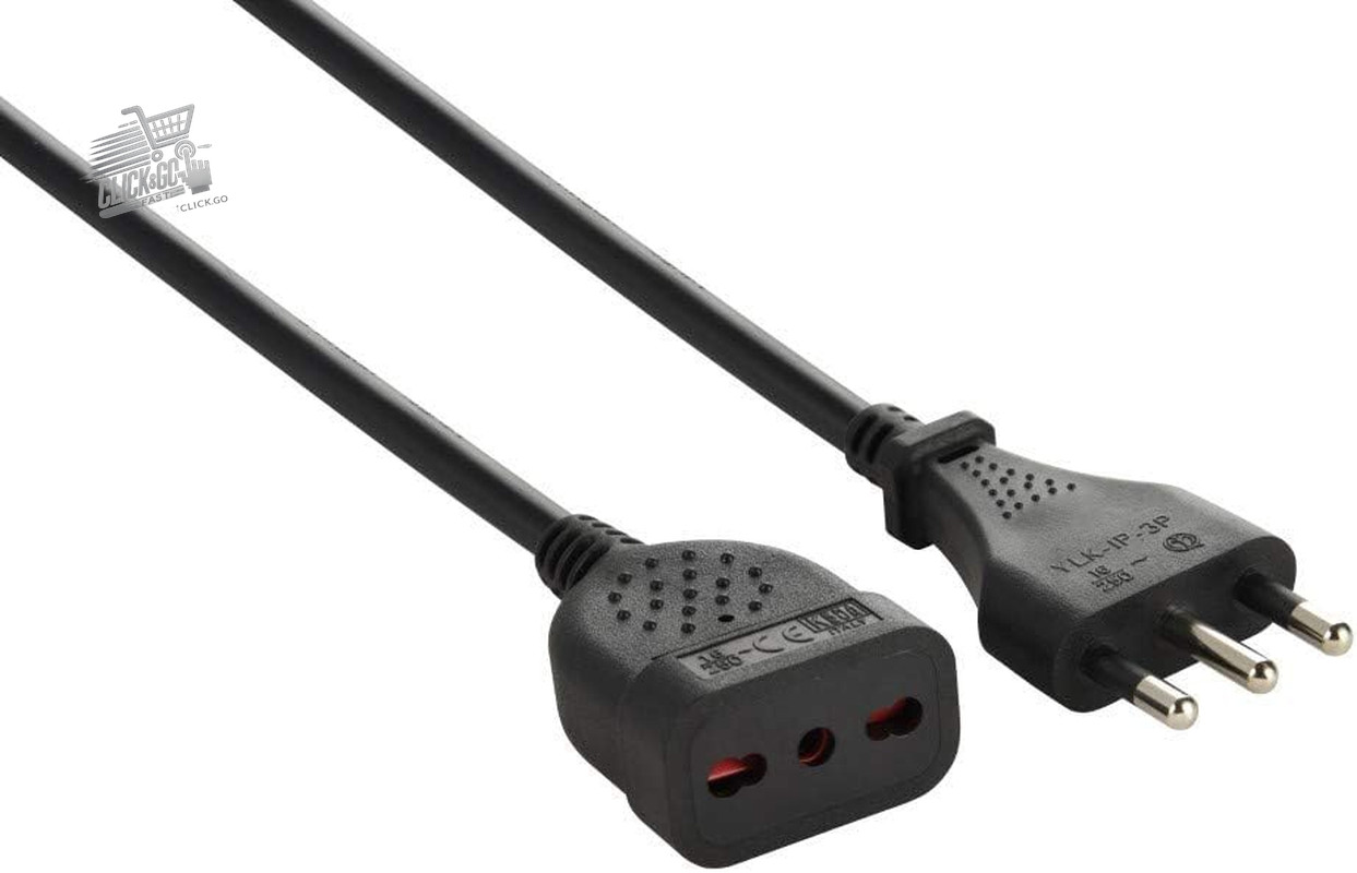 Electric Extension 3m 10A Black Cable 3G0.75 Plug Small Socket 10 Amps 3 Meters