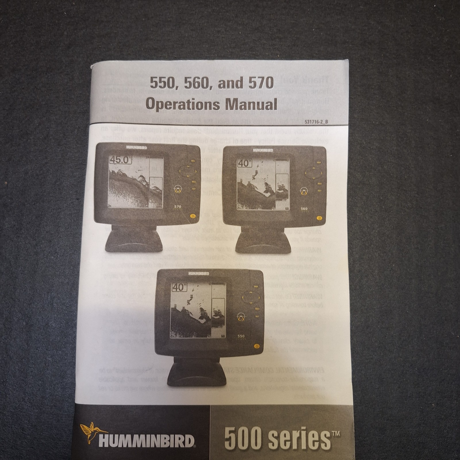 Humminbird Operation Instructional Manual 550 560 570