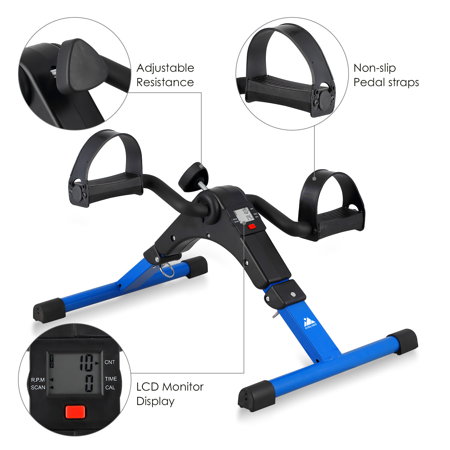 Portable Pedal Exerciser Under Desk Exercise Machine Arm Leg Exercise Peddler US