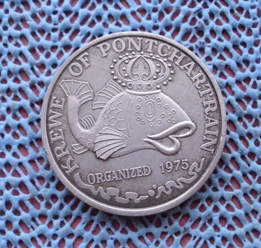 1988 Krewe of PONTCHARTRAIN / Goes WILD 12g brushed aluminum Mardi Gras Doubloon