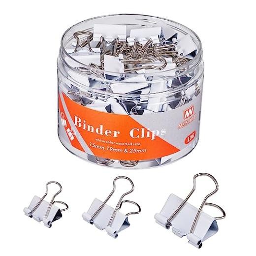 Binder Clips Assorted Sizes, White Binder Clips Set for Office and Home Use -
