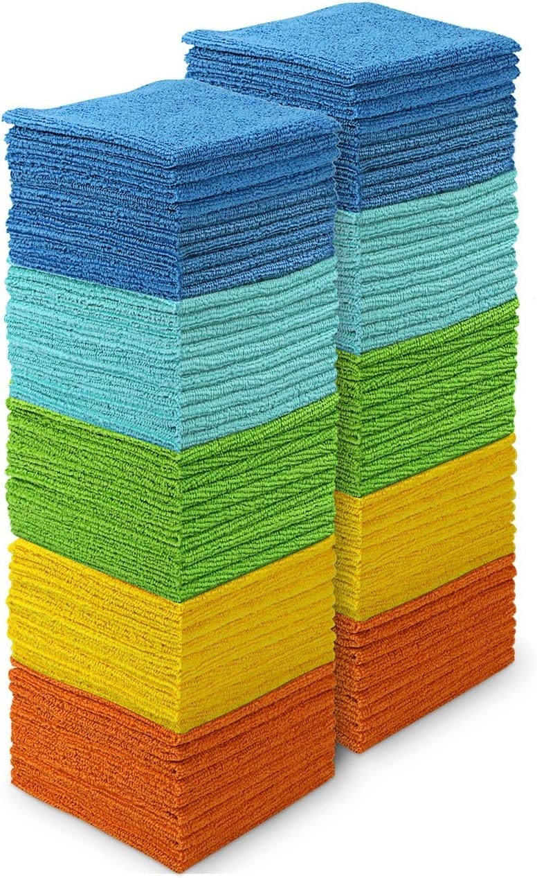 Versatile Microfiber Cleaning Towels 12''x12'' - 100 Pack for Easy Cleaning