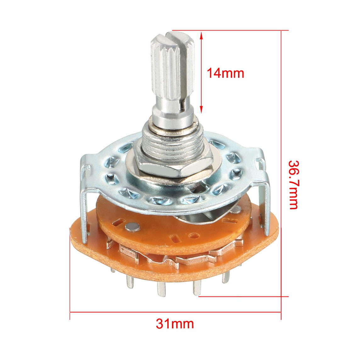 2pcs 3P4T 3 Pole 4 Throw Single Deck Band Channel Rotary Switch Selector