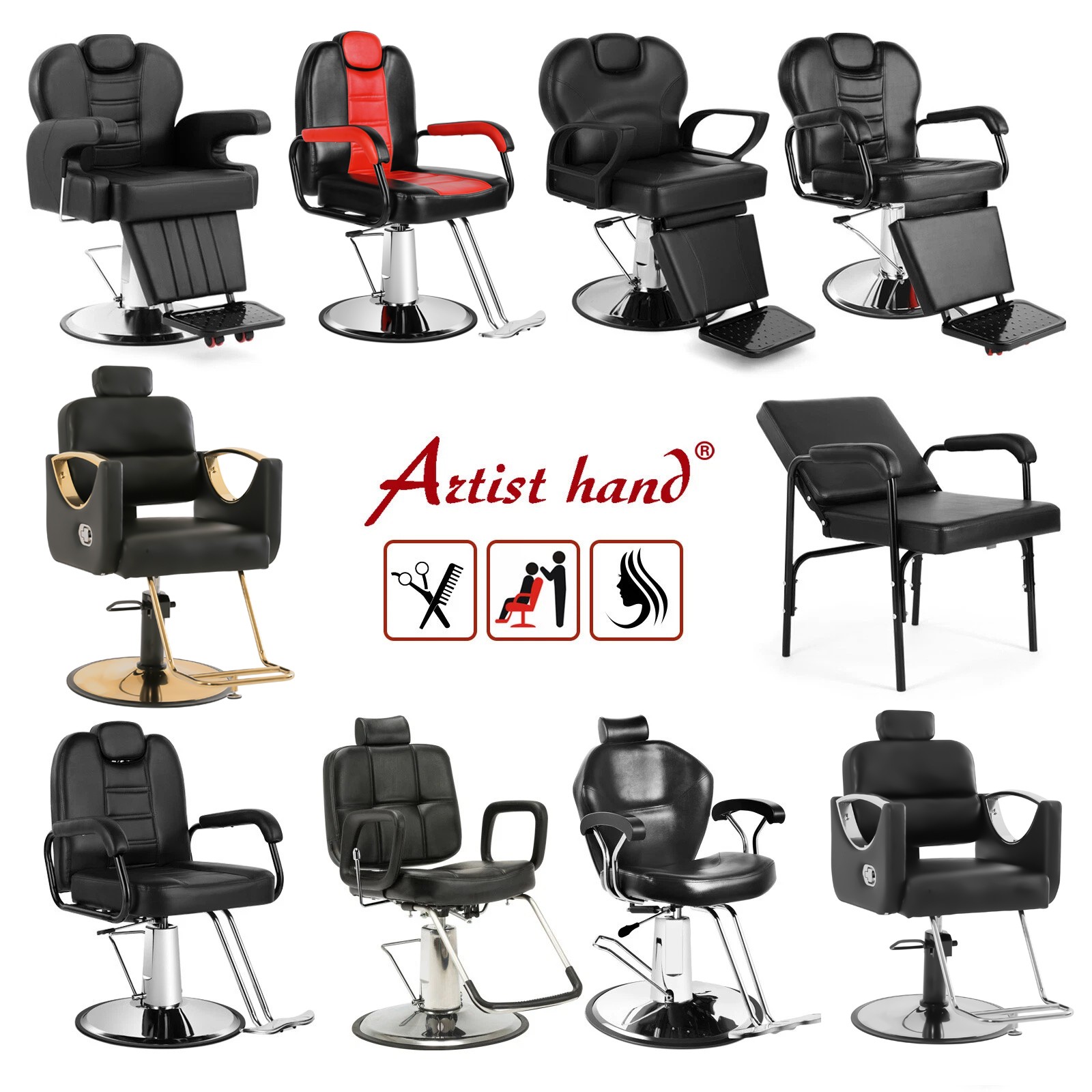 Artist hand Recline Barber Chairs All Purpose Hydraulic Beauty Salon Spa Styling