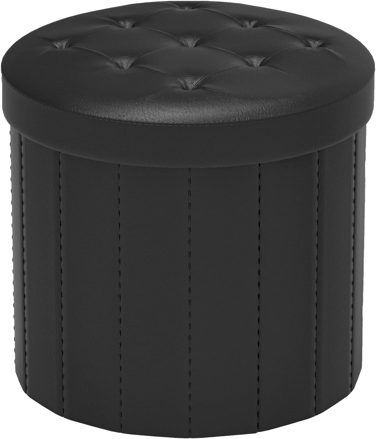 ® Folding Storage Ottoman Round 14" x 14" x 13"Inch, Foot Stool with Thicker ...