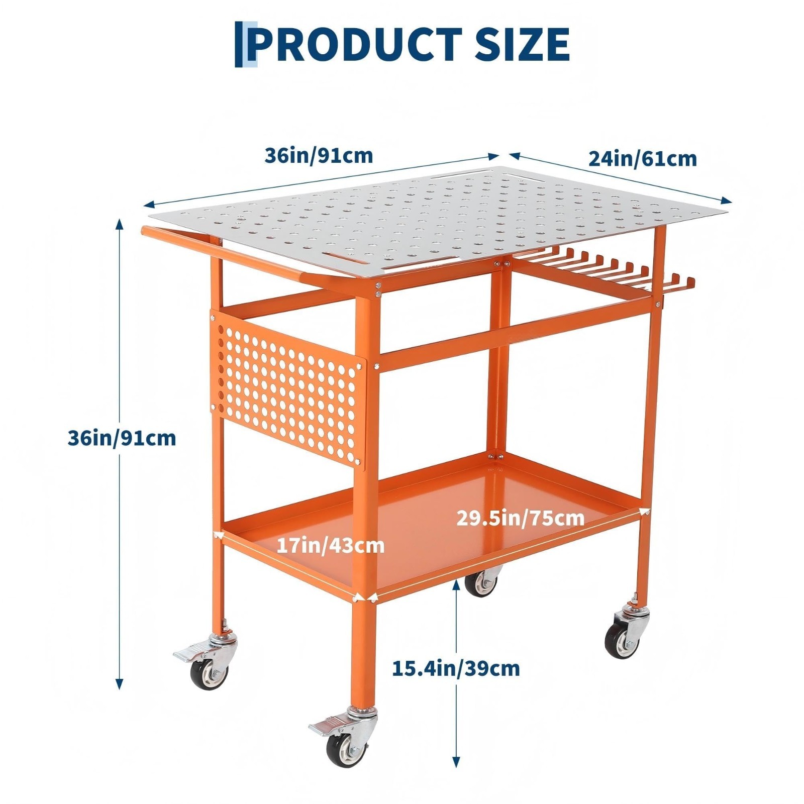Welding Table 36"x24" Welding Table with 800LBS Static Weight Capacity w/Wheels