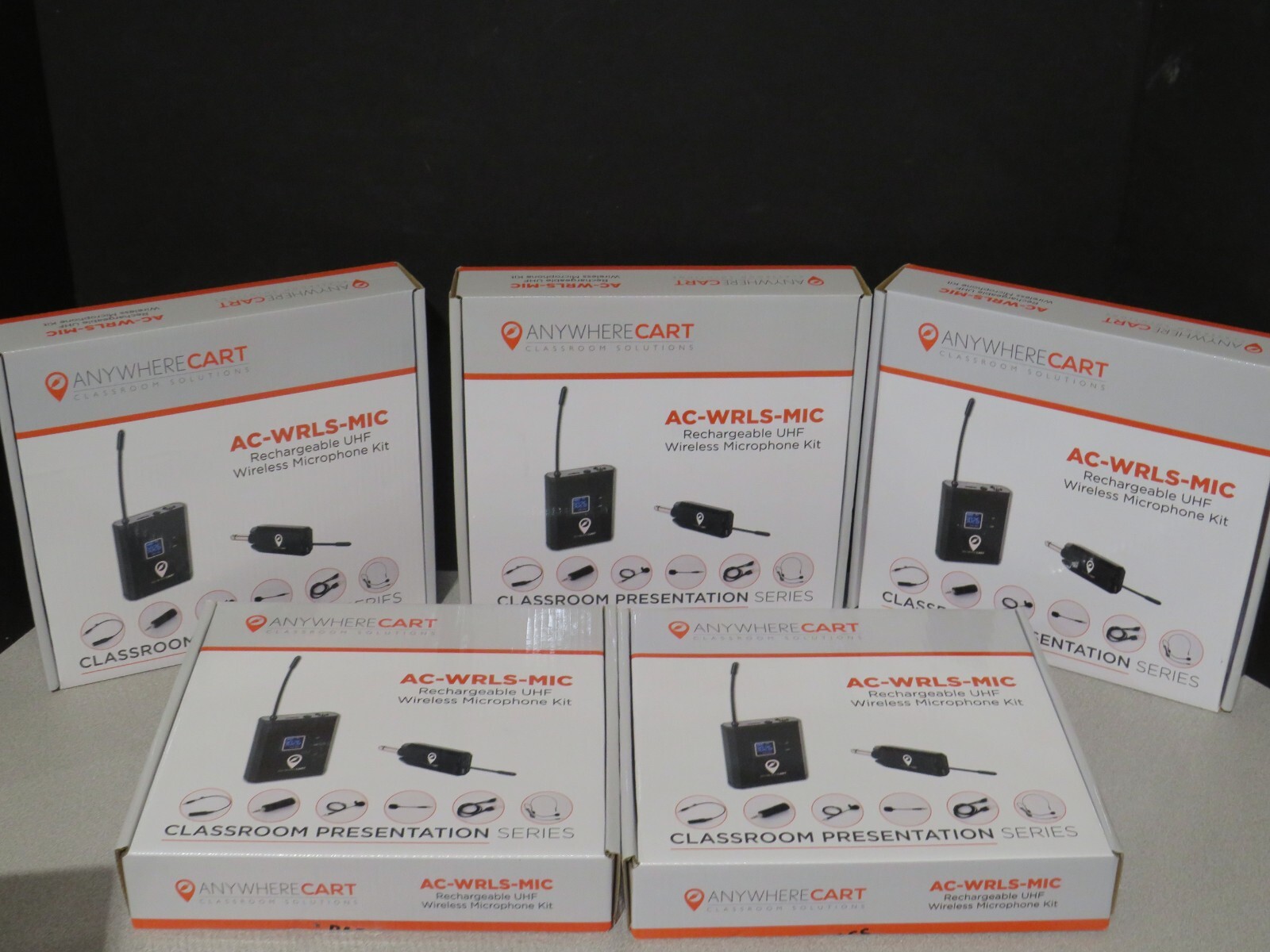 5x NEW CLASSROOM PRESENTATION AC-WRLS-MIC RECHARGEABLE UHF WIRELESS MIC KIT