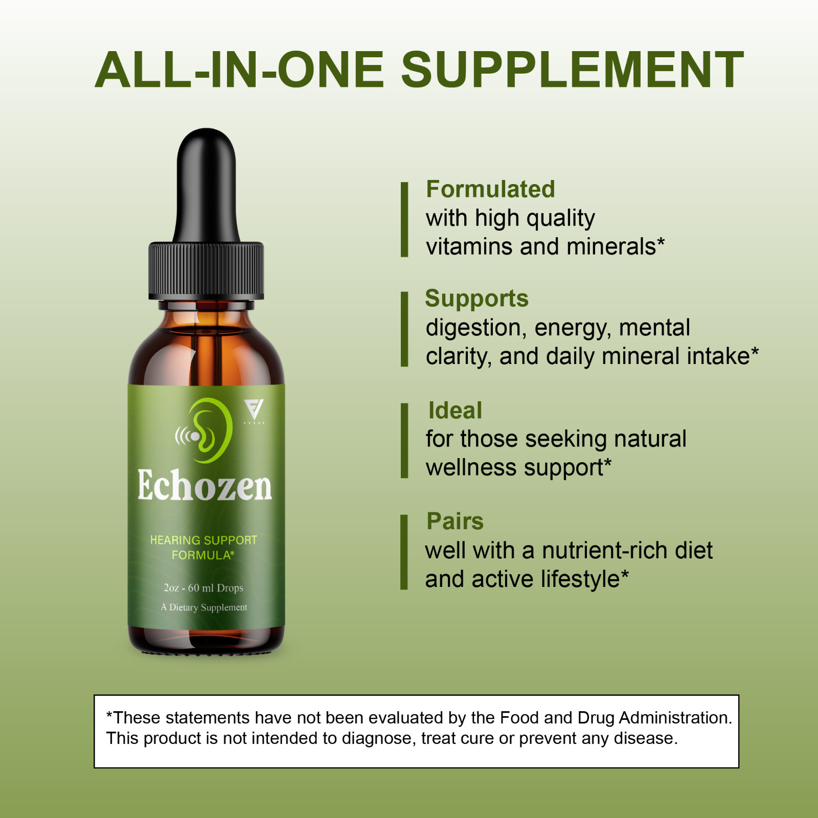 (3 Pack) EchoZen Drops, EchoZen Tinnitus Support Liquid Supplement (6oz)