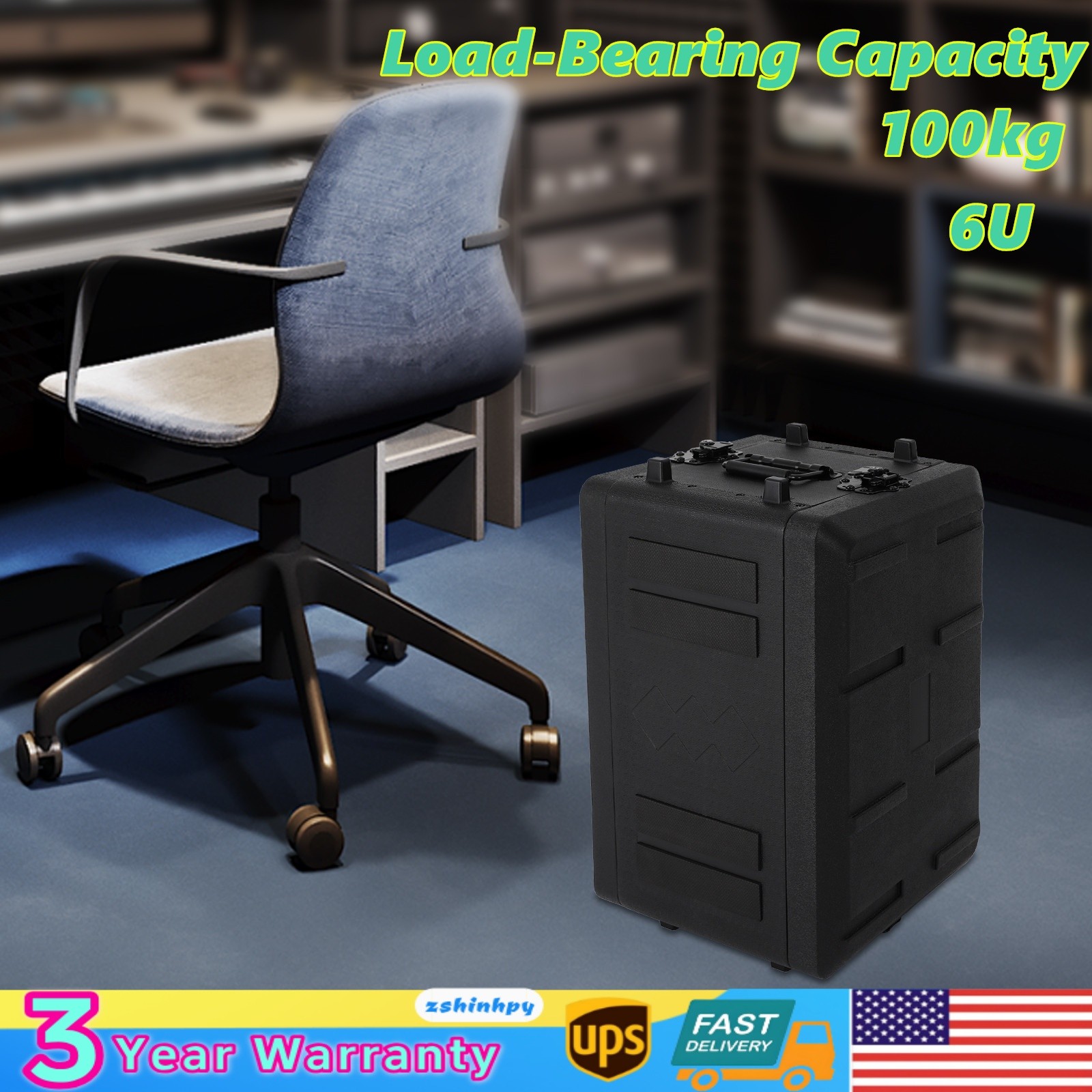 Rack Case 6U Rack Case Dust-Proof 6U Rack Case w/ Microphone Storage Compartment