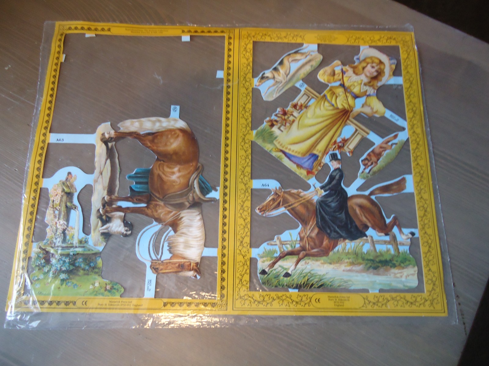 Mamelok Press Vtg Victorian Style Die Cut Paper Scraps 2 Panels A 63 A 64 Fox Hu