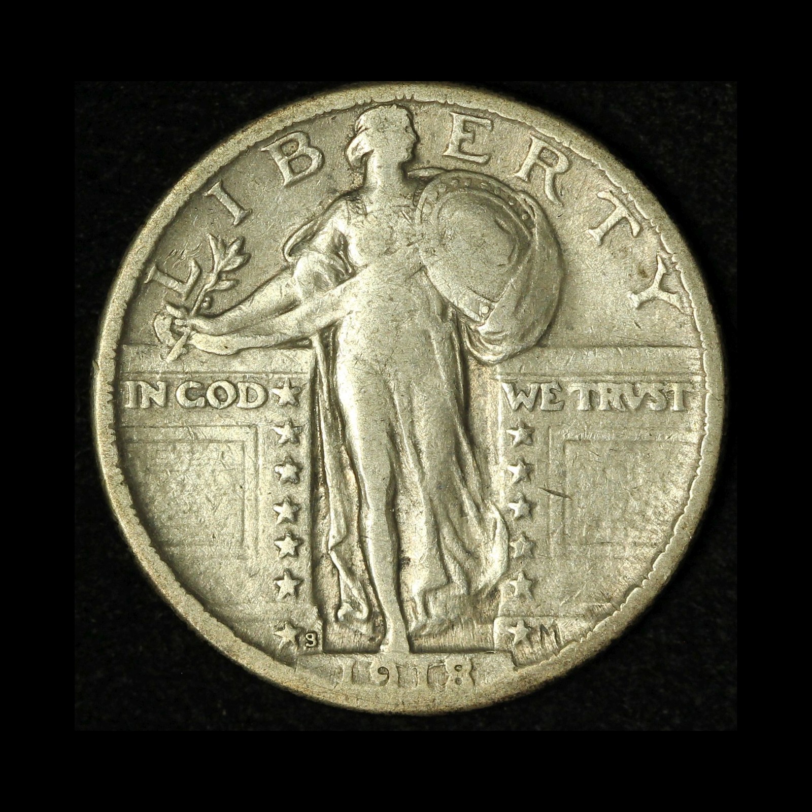 1918-S 25C Standing Liberty Silver Quarter - Free Shipping USA